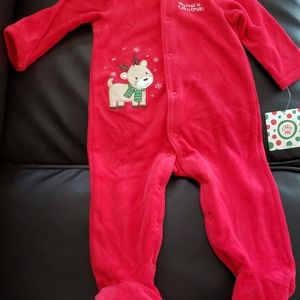 Baby's 1st christmas velour reindeer footie